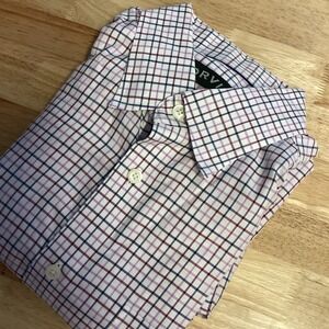 Mens Orvis Long Sleeved Windowpane‎ Hidden-button Down Shirt XL